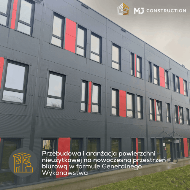 Elewacja budynku CEFEA po przebudowie kondygnacji na przestrzeń biurową